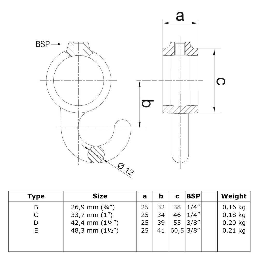 Doos Kapstokhaak - zwart-A / 21,3 mm (200 stuks)